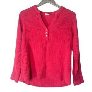 Mote Pink Gauze Long Sleeve Top
